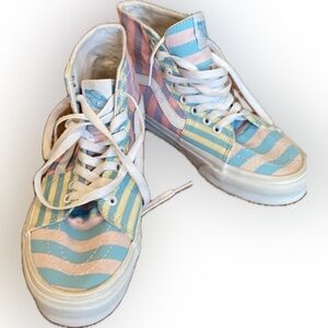 VANS Sk8-Hi Tapered Skate Pastel Stripes Sneakers  NWOT